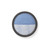 Round blue and white mesh filter with black rim, shown on white background.