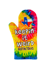 Uniquely quirky and wonderfully weird, the Keepin' It Weird Austin Texas Oven Mitt adds a burst of tie-dye brilliance to your kitchen.