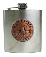 The Texas Capitol Seal Flask: A must-have for Texan flask enthusiasts, providing portable sips on the go.