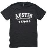 Black Austin Texas Map Adult T-Shirt