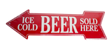 Ice Cold Beer Sold Here Red Arrow Sign