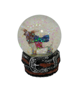 A collectible Texas Flag Longhorn Snow Globe featuring a cow design, capturing the spirit of Texas in a charming snow dome.