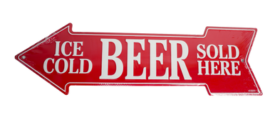 Ice Cold Beer Sold Here Red Arrow Sign - Scruffy's Souvenirs & Food Mart