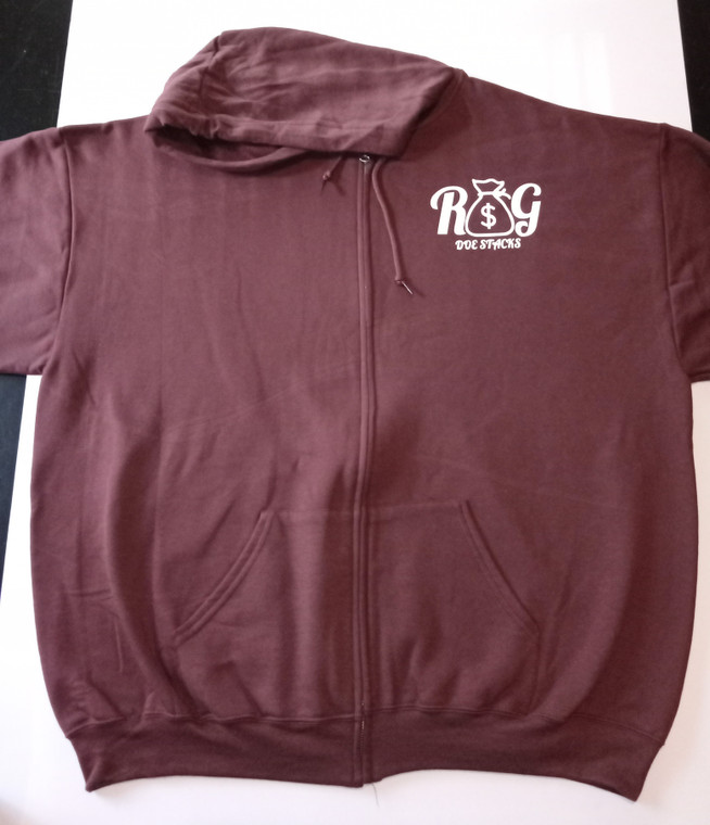 burgundy R&G zip up hoodie IN STORE ONLY