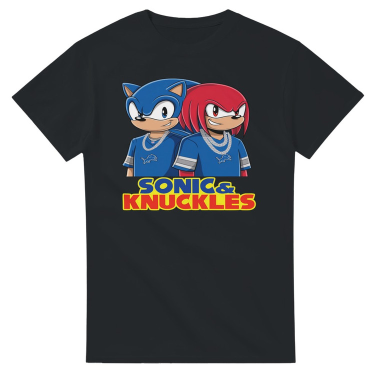 Sonic and Knuckles T-Shirt - NFL Detroit Lions Tribute