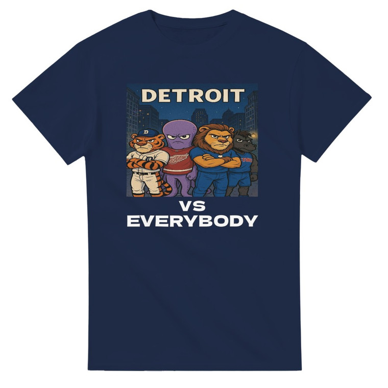 Detroit vs Everybody Heavyweight T-Shirt - Red Wings, Pistons, Tigers, Lions