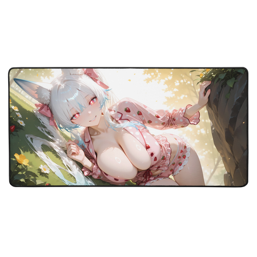 Strawberry Jam Mika Waifu 16"x32" XL Mouse Pad Desk Mat Gaming Play Mat Ecchi TCG CCG