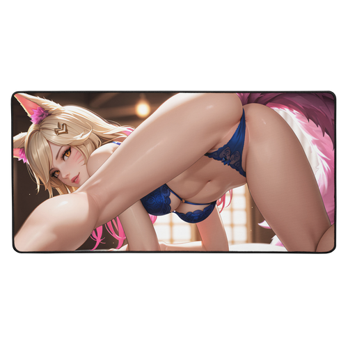Ahri Ass Up Waifu 16"x32" XL Mouse Pad Desk Mat Gaming Play Mat Ecchi TCG CCG