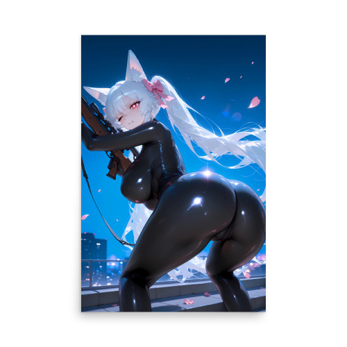 Assassin Mika Sniper Cat Girl Anime Waifu 24" x 36" Poster Pussy Print - No Frame