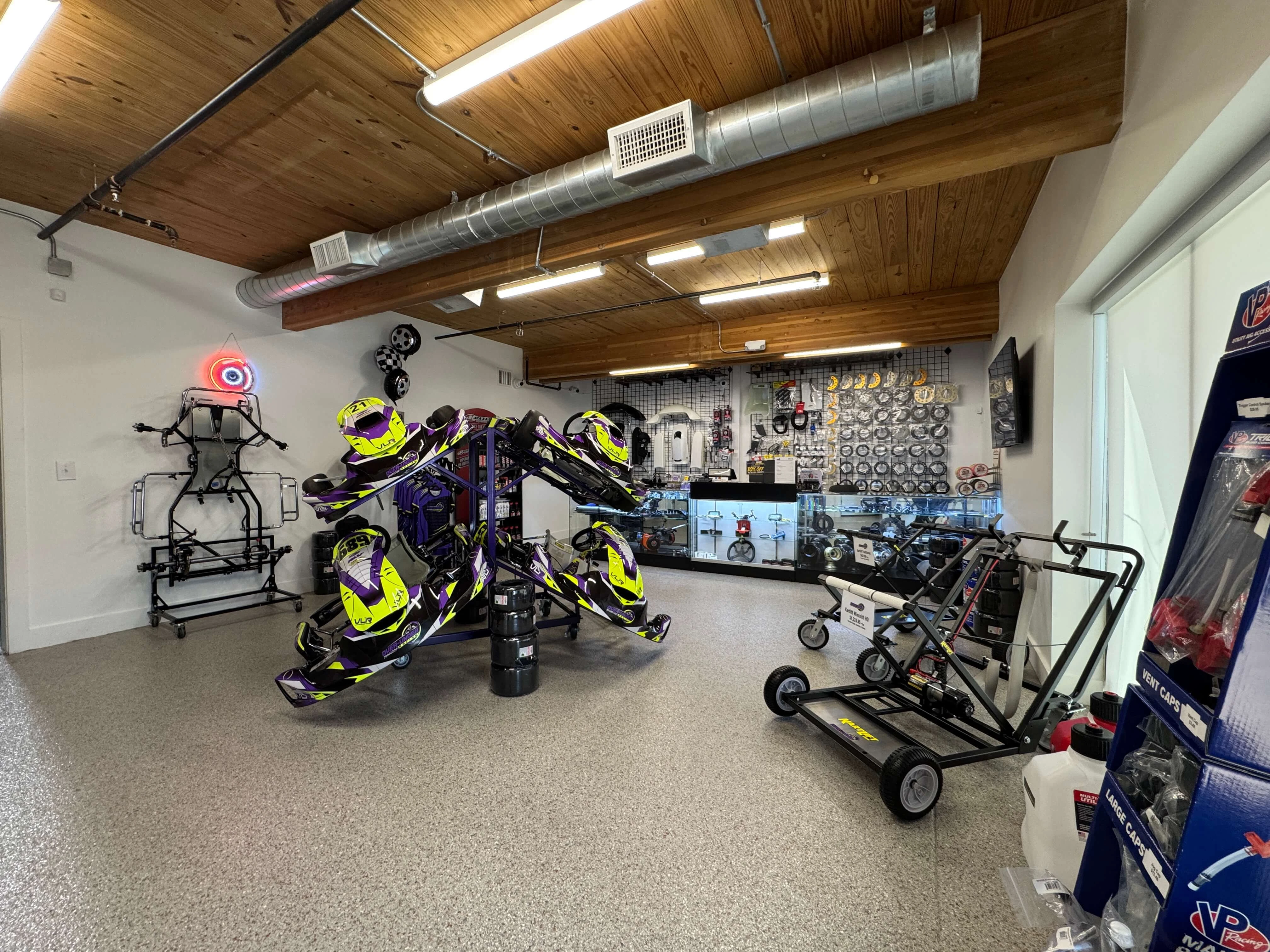 Inside the Over-Under Racing showroom in Lewisville, TX