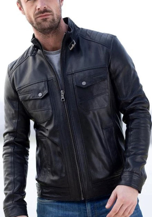 Hubert Black Men's Leather Jacket - Enfinity Apparel