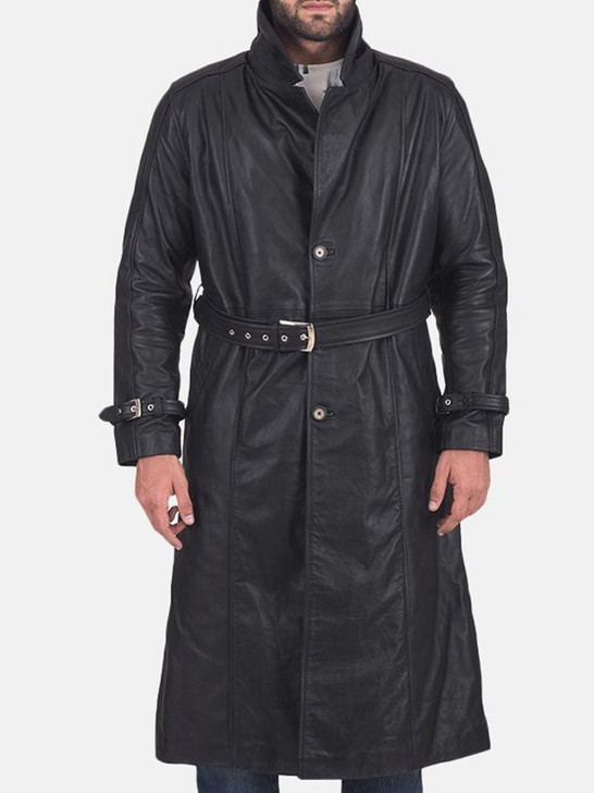 Daniel Black Men's Leather Trench Coat - Enfinity Apparel