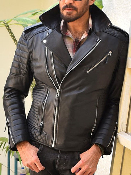 Stylish Biker Men's Leather Jacket In Black - Enfinity Apparel