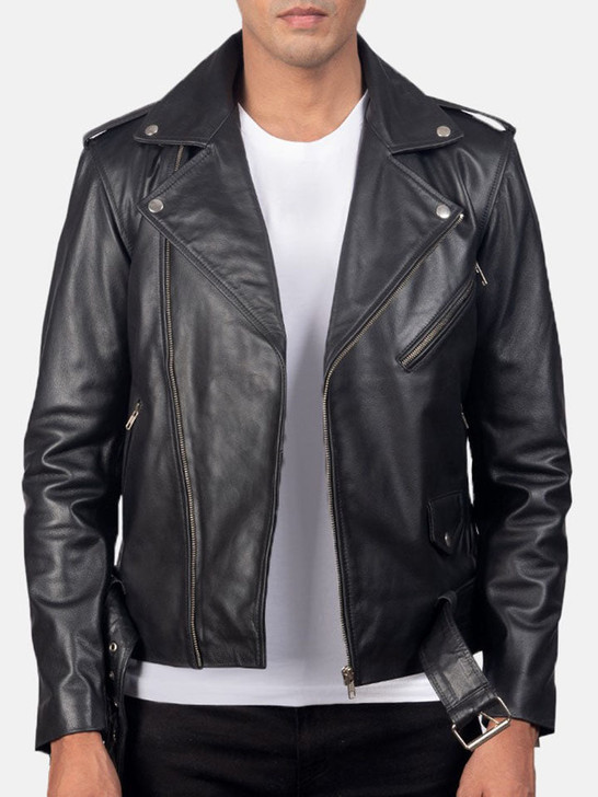 Allaric Alley Black Men's Leather Biker Jacket - Enfinity Apparel