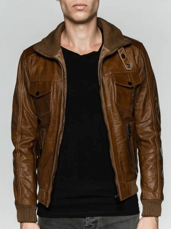 Gael Brown Men's Leather Jacket - Enfinity Apparel
