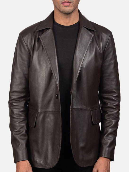 Daron Brown Men's Leather Blazer - Enfinity Apparel