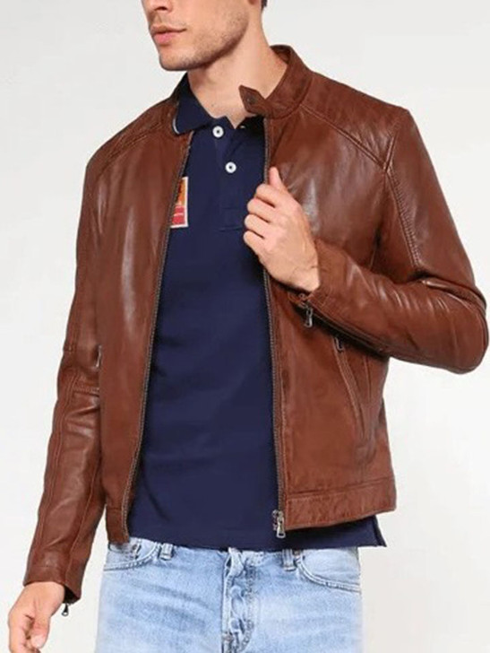 Baldie Tanned Brown Men's Leather Jacket - Enfinity Apparel
