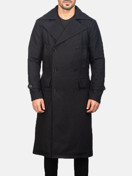 Detective Black Wool Men's Coat - Enfinity Apparel