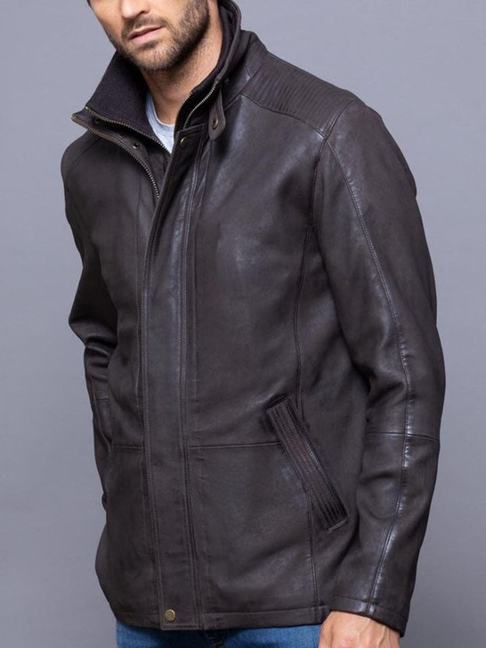 Skelwith Men's Leather Coat In Brown - Enfinity Apparel