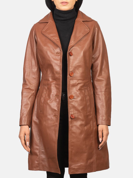 Alexis Brown Single Breasted Women's Leather Coat - Enfinity Apparel