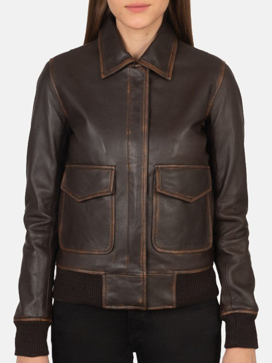 Westa A-2 Brown Women's Leather Bomber Jacket - Enfinity Apparel