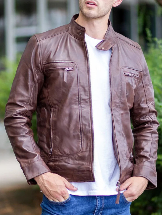 Harold Maroon Men's Leather Jacket - Enfinity Apparel
