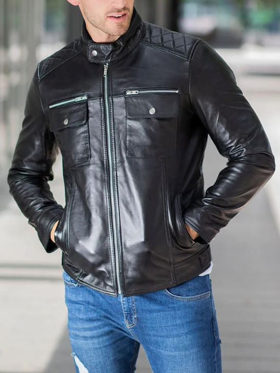 Reggie Black Men's Leather Jacket - Enfinity Apparel