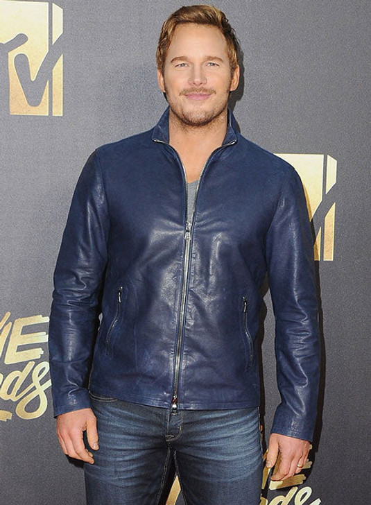 Chris Pratt MTV Movie Awards Luxurious Blue Leather Jacket - Enfinity Apparel