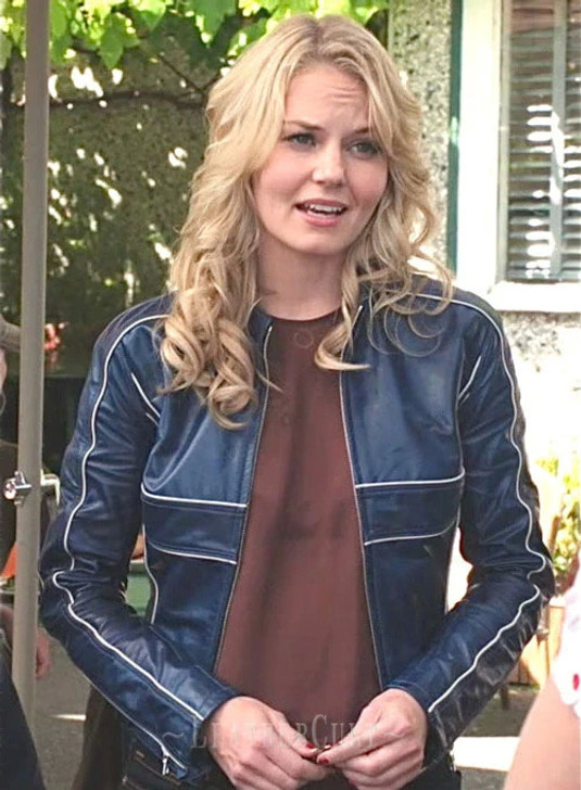 Jennifer Morrison Once Upon A Time Emma Swan Blue Leather Jacket - Enfinity Apparel