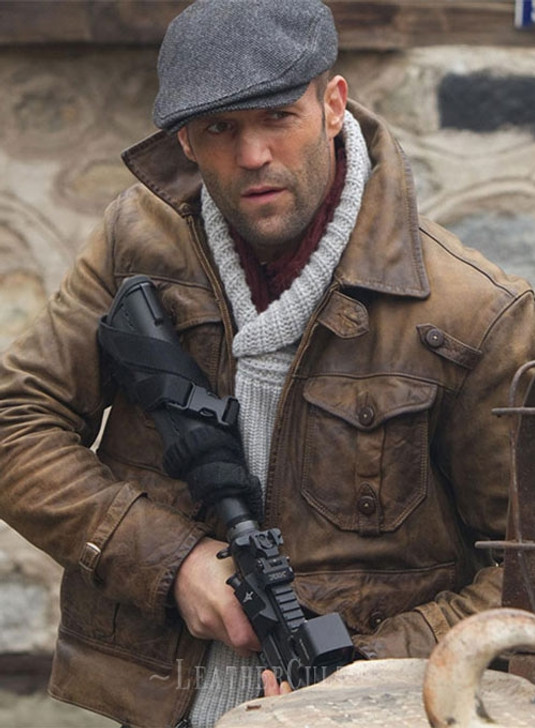 The Expendables 2 Jason Statham Lee Christmas Brown Leather Jacket - Enfinity Apparel