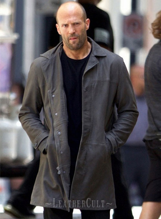 Jason Statham The Fate Of The Furious Deckard Shaw Black Leather Coat - Enfinity Apparel