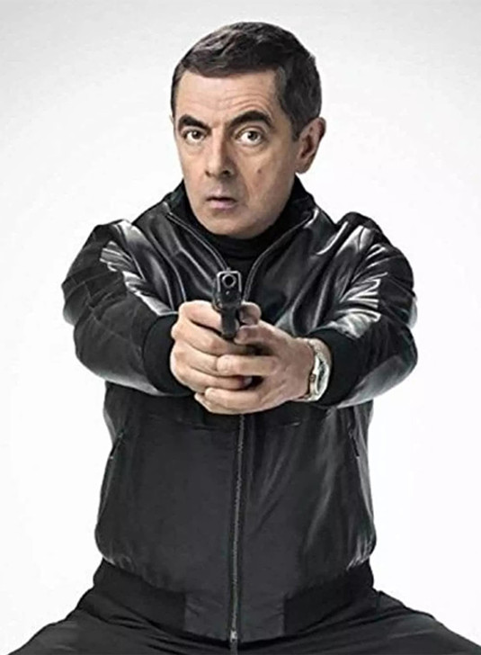 Rowan Atkinson Johnny English Strikes Again Black Leather Jacket - Enfinity Apparel