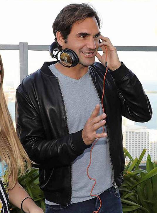 Roger Federer Black Leather Jacket - Enfinity Apparel