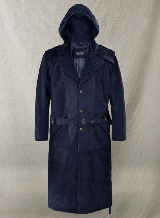 Dark Blue Suede Assassin'S Creed Jacob Frye Blue Leather Long Coat - Enfinity Apparel