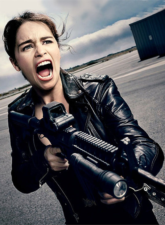 Emilia Clarke Terminator Genisys Sarah Connor Black Leather Jacket - Enfinity Apparel