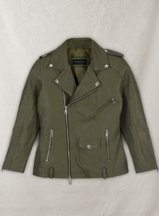 Rihanna Green Stylish Leather Jacket - Enfinity Apparel