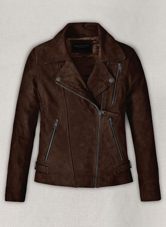 Dark Brown Suede Vanessa Hudgens Brown Leather Jacket - Enfinity Apparel