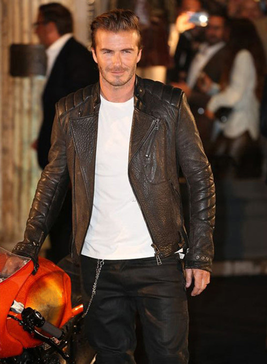 New David Beckham London Fashion Week Black Leather Jacket - Enfinity Apparel