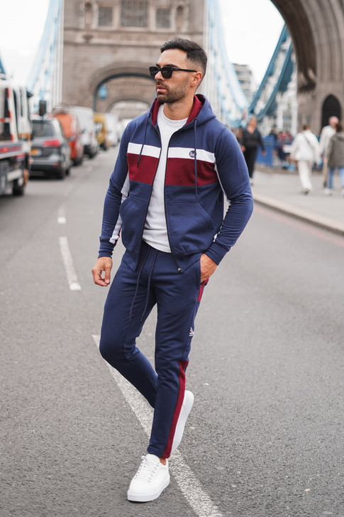 Legacy Cotton Tracksuit - Navy/Red