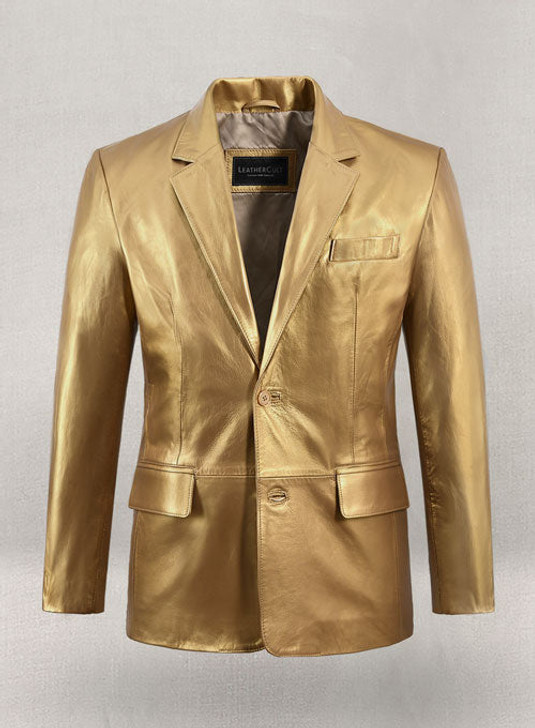Gold Leather Blazer - Enfinity Apparel