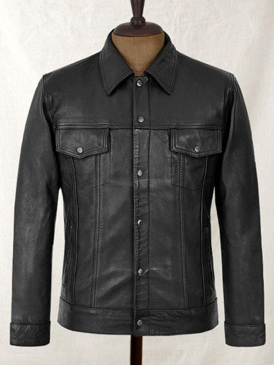 Black Leather Trucker Jacket - Enfinity Apparel