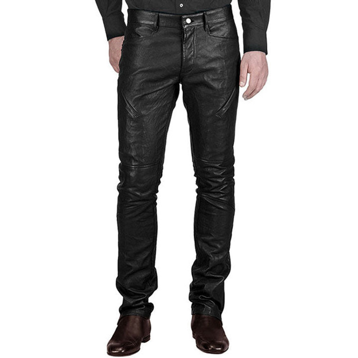 Designer Black Leather Jeans - Enfinity Apparel
