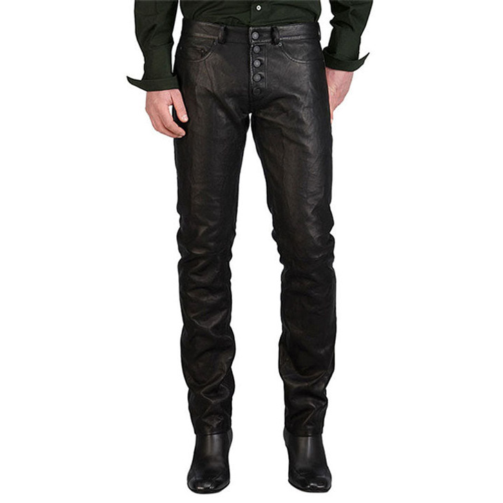 Stylish Black Leather Jeans - Enfinity Apparel