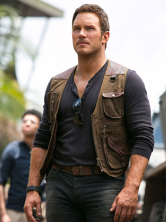 Chris Pratt Jurassic World Fallen Kingdom Owen Grady Brown Leather Vest - Enfinity Apparel