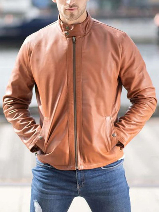 Aiden Tanned Brown Men's Leather Jacket - Enfinity Apparel