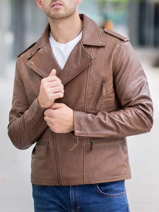 Rush Brown Men's Leather Jacket - Enfinity Apparel