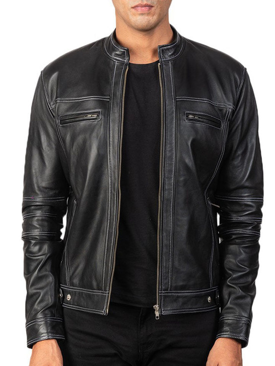 Youngster Black Men's Leather Biker Jacket - Enfinity Apparel