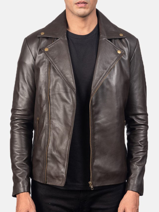 Noah Brown Men's Leather Biker Jacket - Enfinity Apparel