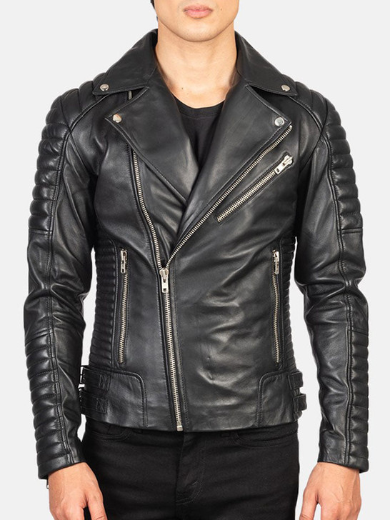 Armand Black Men's Leather Biker Jacket - Enfinity Apparel