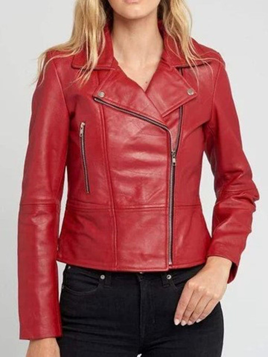 Hazel Casual Red Women's Leather Jacket - Enfinity Apparel